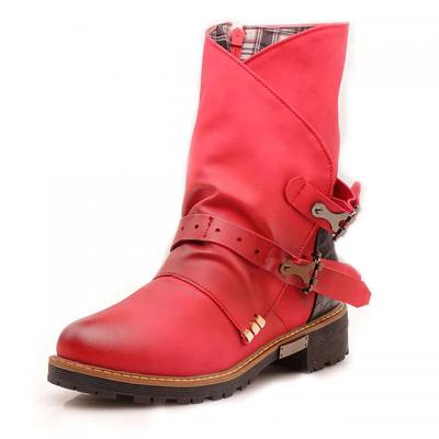 Red leather boots