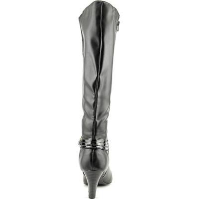 Round toe synthetic ivory knee high boots