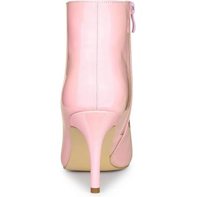 Pink women's pointed thin high heels and ankle boots